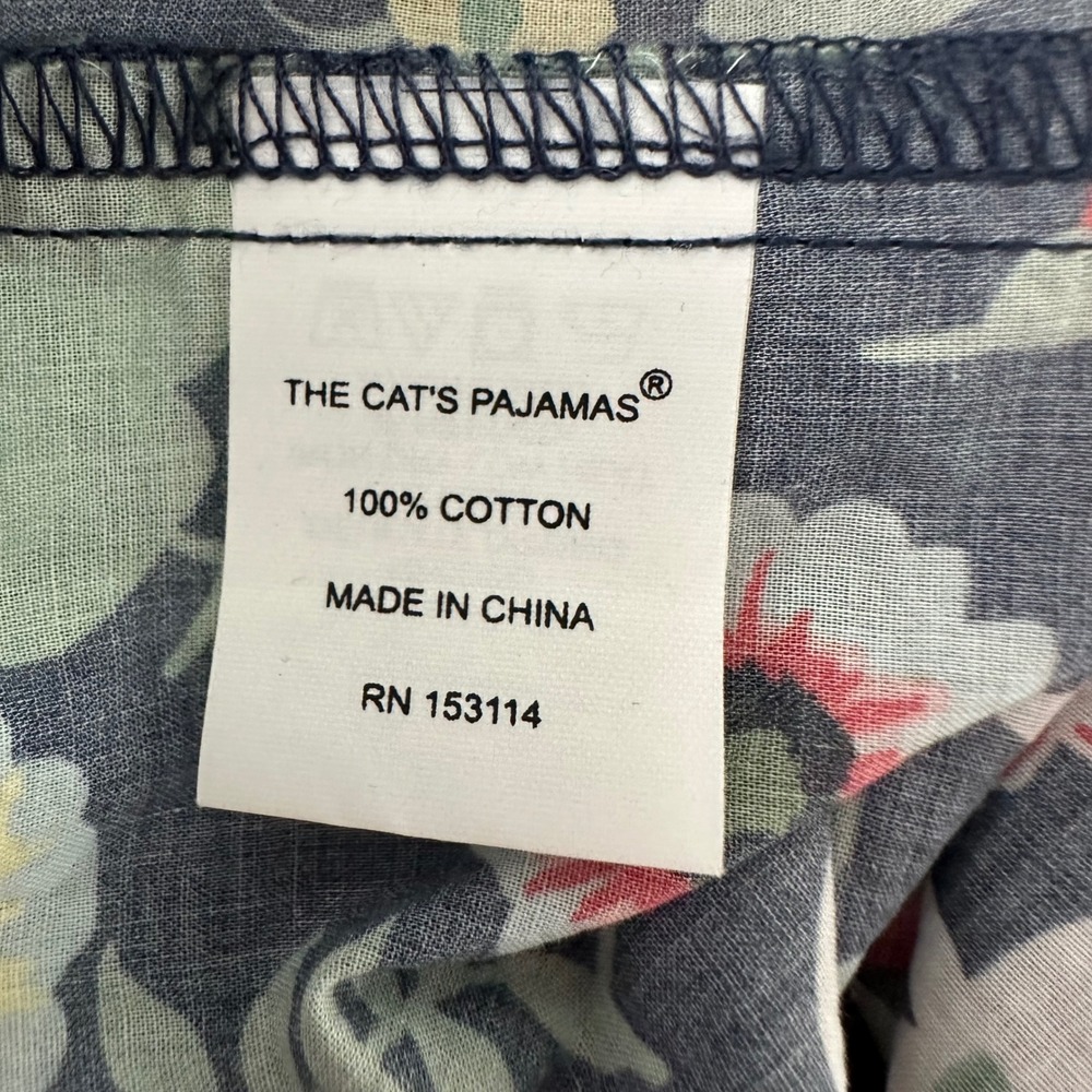 Cat's Pajamas Swiss Meadow Voile Cotton Floral Button Down Sleep Top Size Large - Picture 11 of 11
